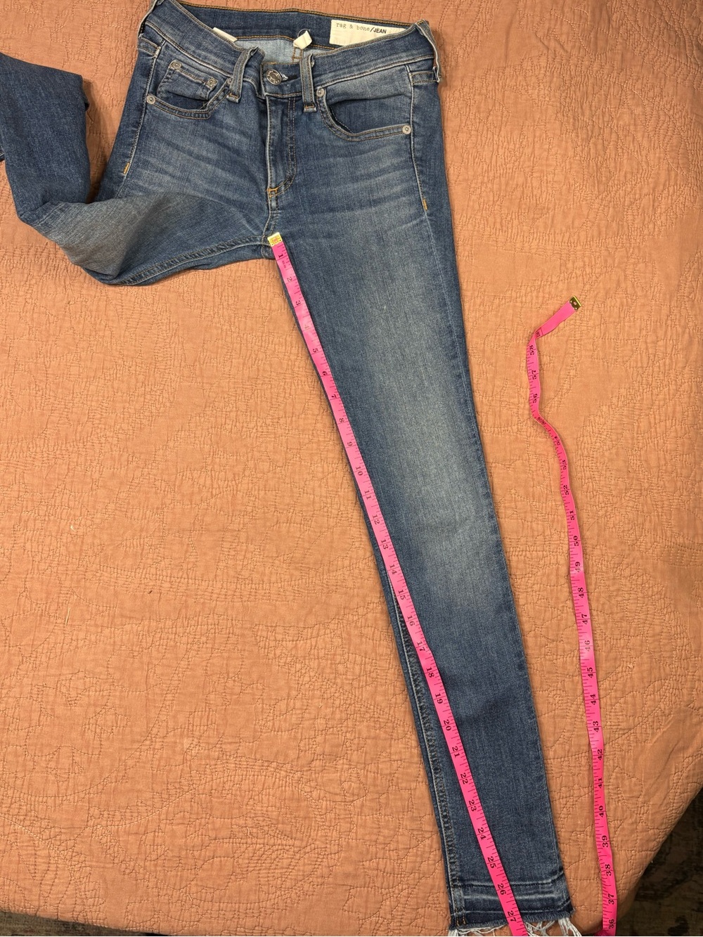 Rag & Bone medium / dark wash skinny jeans with frayed hems size 25n - Picture 10 of 12